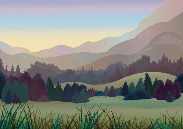 Arbres d'automne en montagne — Image vectorielle