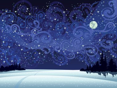 Beautiful wintry landscape clipart