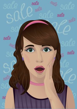 Surprised young woman clipart