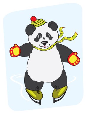 Panda and ice skating clipart