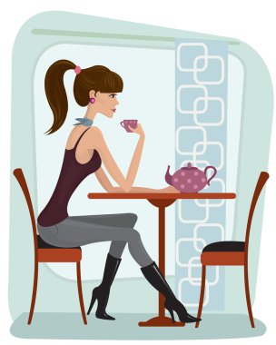 Woman in cafe clipart