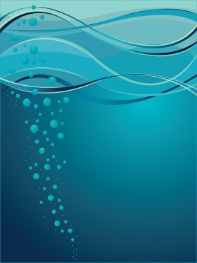 Blue waves and babble in sea clipart