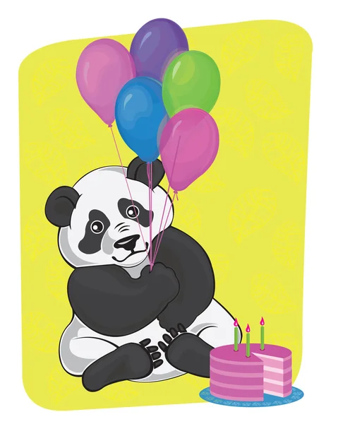 Panda and birthday — Stock Vector