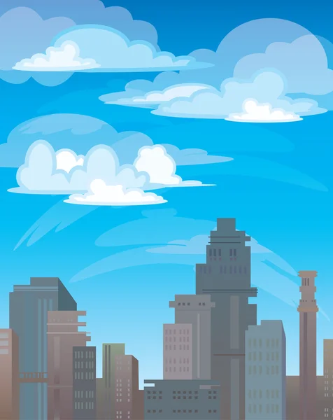 Staden på en vita moln och blå himmel — Stock vektor
