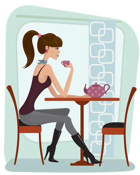 Woman in cafe — Stock Vector