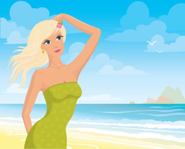 Woman and sea clipart