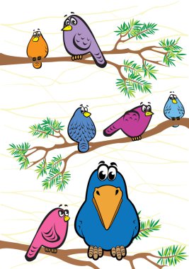 Funny colored birds clipart