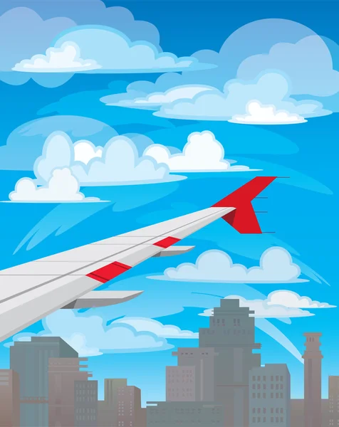 Plane and city — Stock Vector