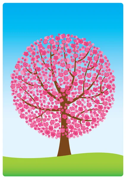 Pohon merah muda - Stok Vektor