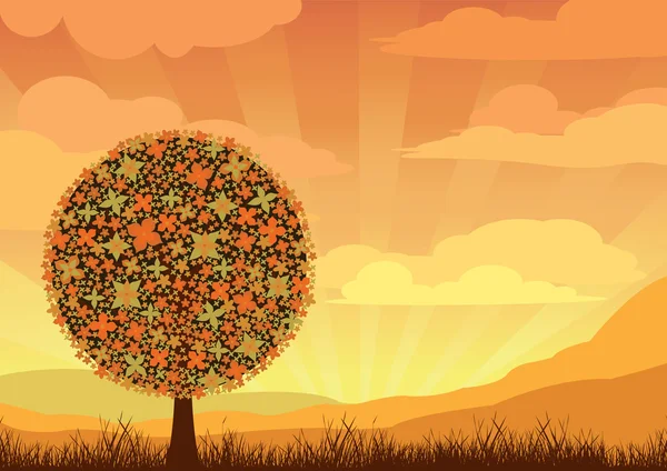Orange flowering tree — Stock Vector