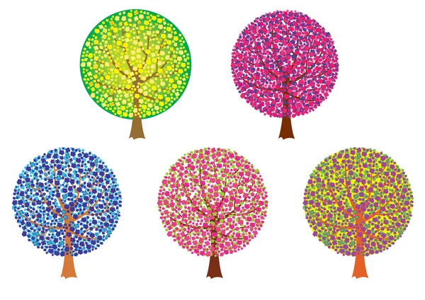 Group colored trees — Stock Vector