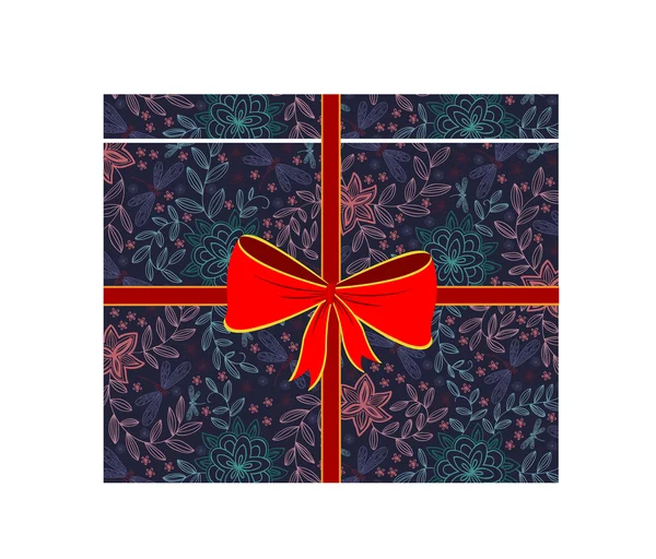 Boîte cadeau vectorielle avec arc rouge — Image vectorielle