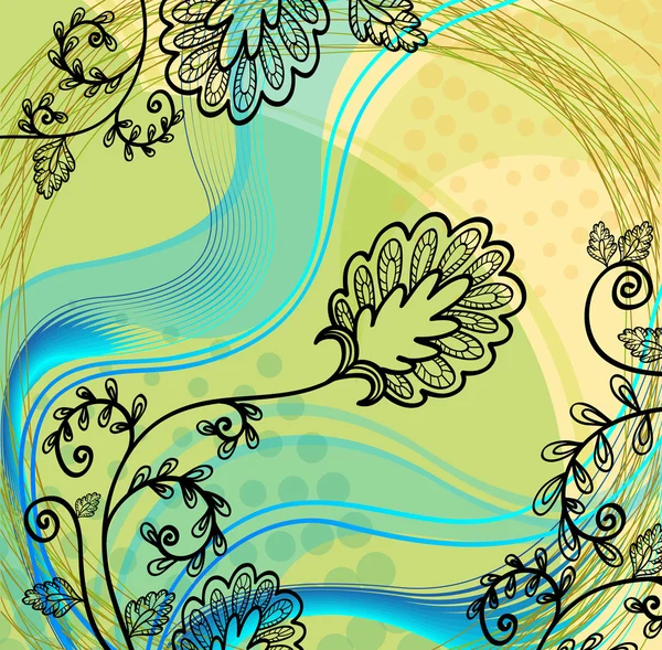 矢量手抽象背景上的绘制的花卉 — 图库矢量图片