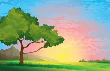 Sunset landscape clipart