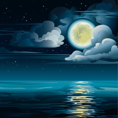 Moon and sea clipart