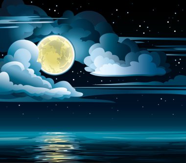 Moon and sea clipart