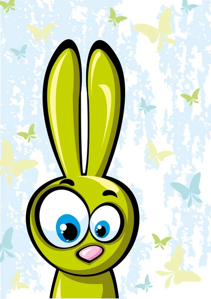 Funny green rebbit — Stock Vector
