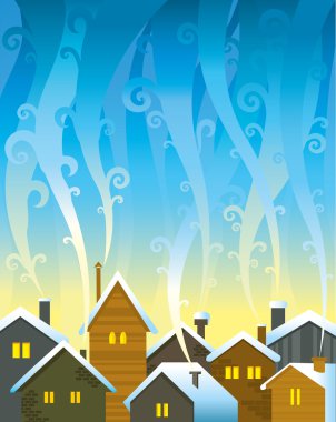 Winter houses clipart