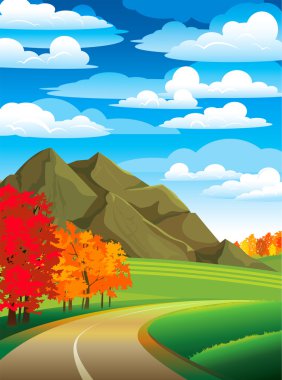 Autumn landscape with road clipart