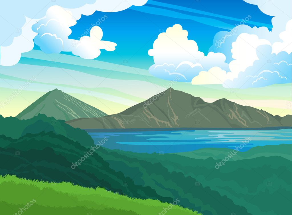 Summer landscape with mountains