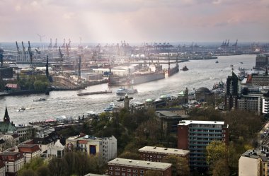 Port on the Elbe, Hamburg clipart