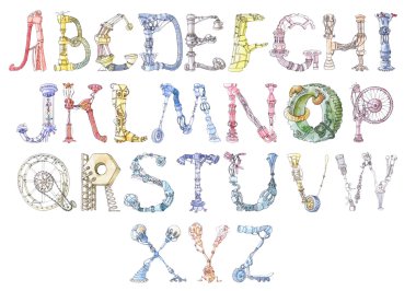 Robot alphabet clipart