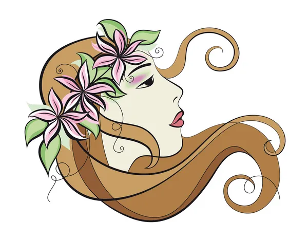 Portrait de femme floral — Image vectorielle