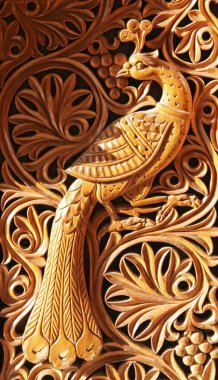 Phoenix, wood carving clipart