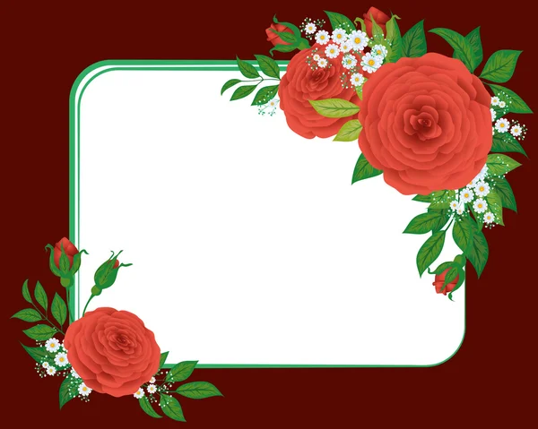 红玫瑰，小插图 — 图库矢量图片