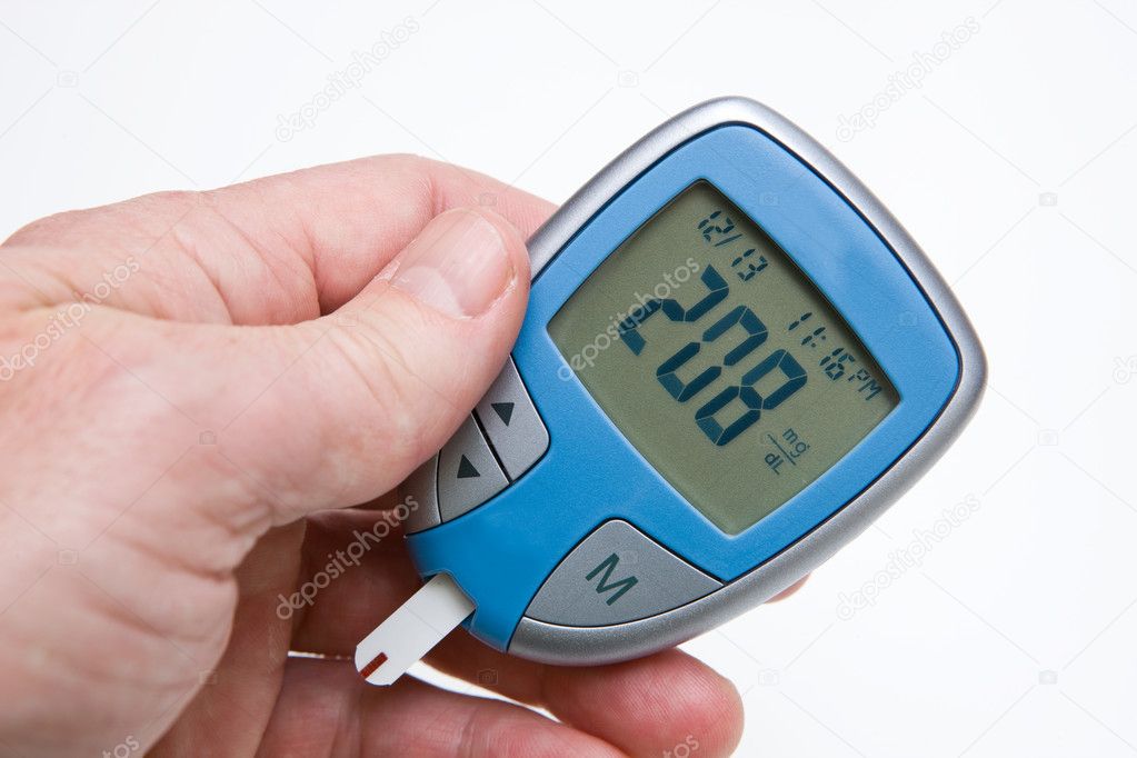 Glucose Monitor Showing High Blood Sugar