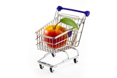 Shopping cart with apple clipart