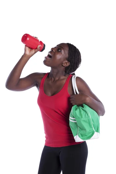 Atleta mulher água potável — Fotografia de Stock