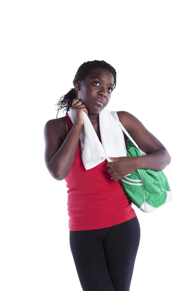 Африканская женщина после упражнений — стоковое фото