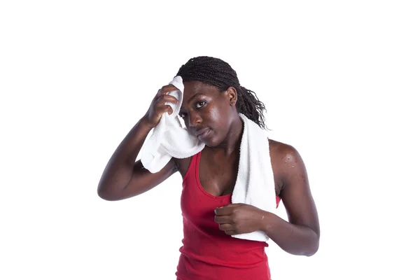 African woman after her exercise — Stock Photo, Image