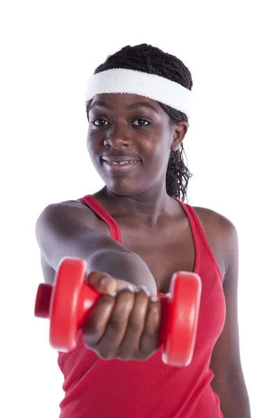Mujer africana adinerada haciendo ejercicio — Foto de Stock