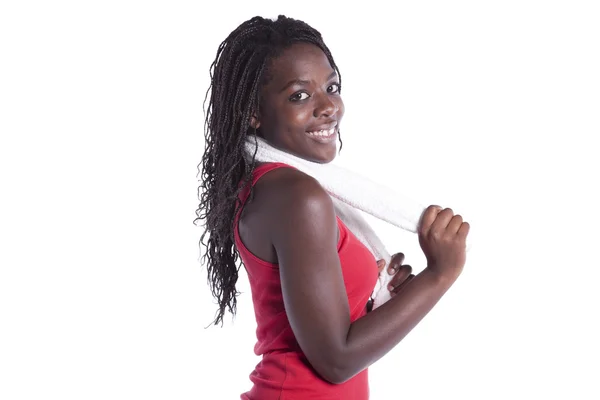 Afrikaanse vrouw na haar oefening — Stockfoto