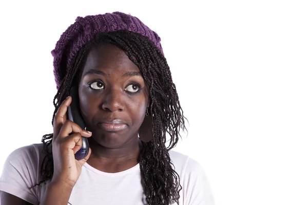 African woman talking on the telephone — Stock Photo, Image