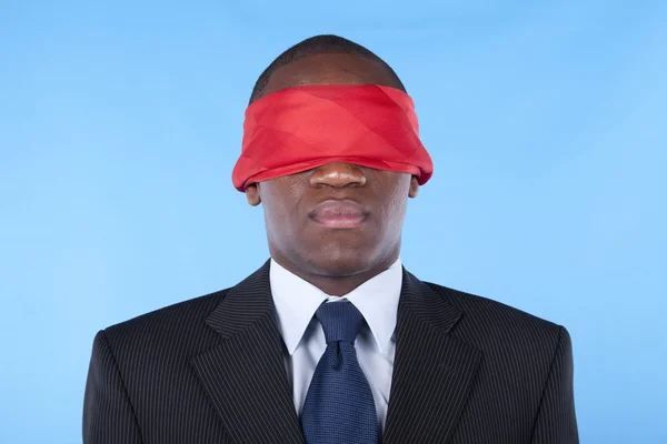 Blindfold african businessman — Stock Photo, Image