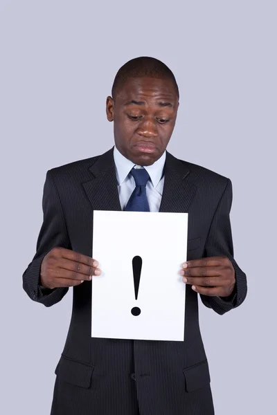 Businessman exclamation point — Stock Photo, Image
