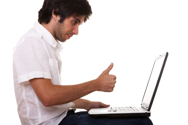 stock image Men working with the laptop