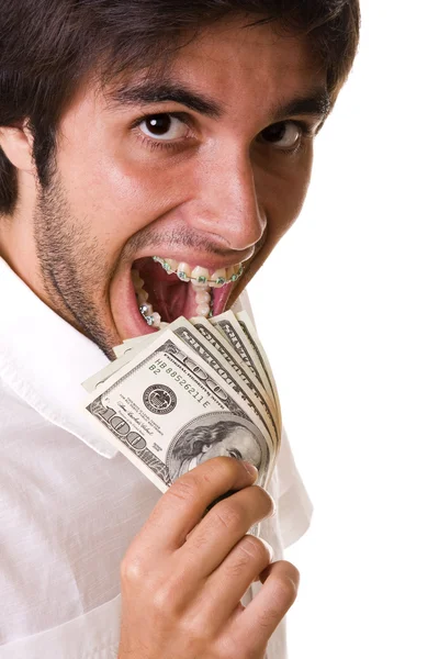 Eating the money — Stock Photo, Image