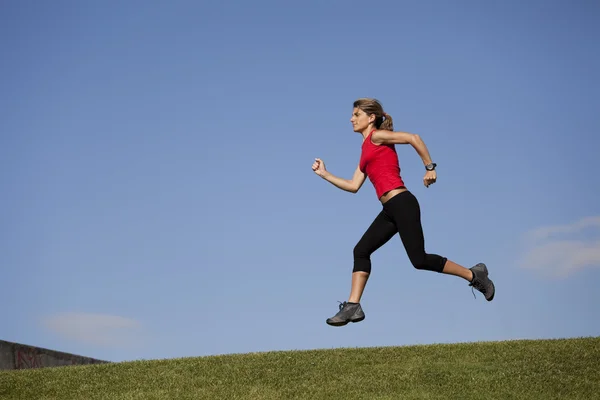 Running at the top of the hill — Stock Photo, Image