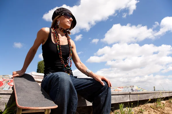 stock image Cool skateboard woman