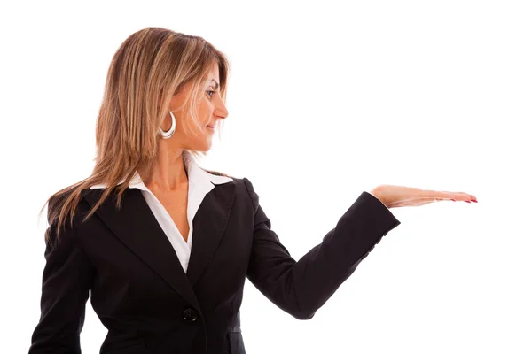 Businesswoman showing something — Stock Photo, Image