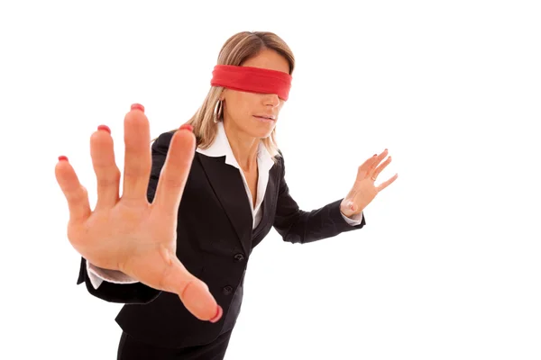 Blinddoek zakenvrouw — Stockfoto