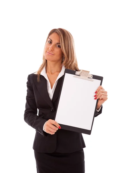 Podnikatelka drží schránky — Stock fotografie