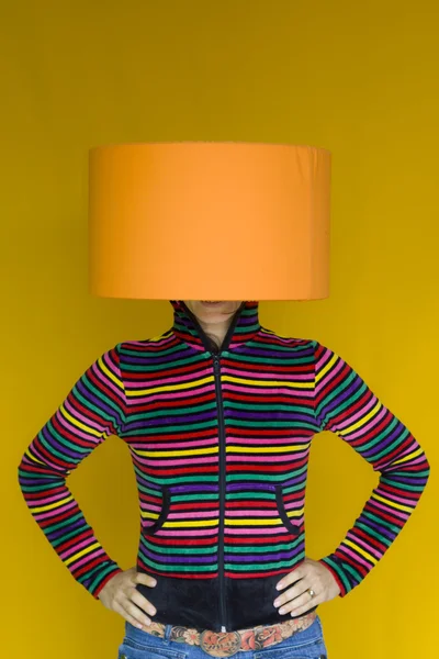 Жінка лампа голова — стокове фото