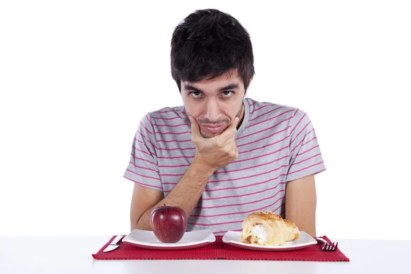 Young man food decision Stock Photo
