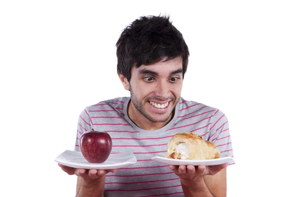Young man food decision Stock Image