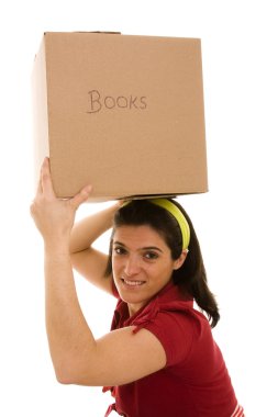 Woman with a box over her head clipart